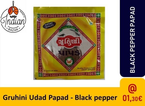Lizzat Udad Papad - Black pepper